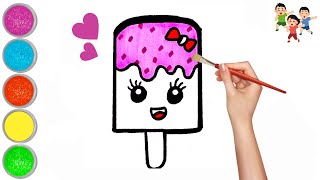 How To Draw A Cute Ice cream Step By Step | Ice Cream Drawing | Easy Drawing for Children