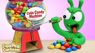 PeaPea Get Trouble with Coin Candy Vending Machine  Kid Learning  PeaPea Cartoon