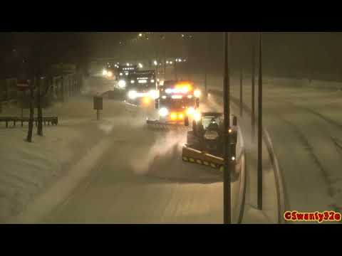 4K| 3 Next Gen Scania's & Fendt Plowing Snow On The Highway