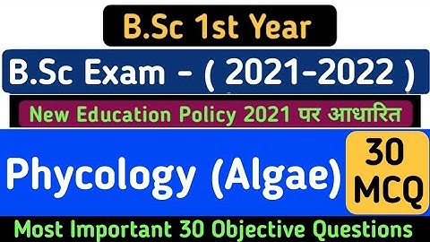 MCQ on Algae For BSc || BSc 1st Year 1st Semester Botany MCQ ON Phycology || MCQ on Algae For BSc