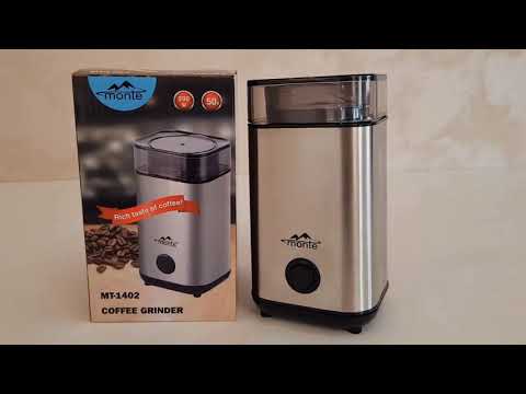 Кавомолка електрична Monte MT-1402 для зернової кави з потужним мотором, видео 1