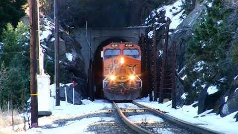 BNSF freight train and Amtrak rescue Tunnels 17 and 18 Moffat Route