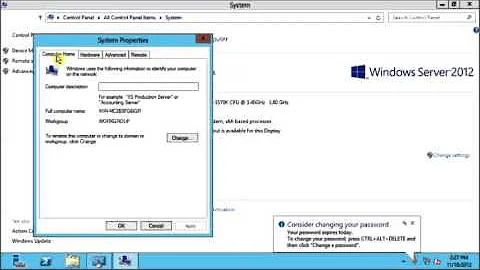 How to change a computer name in Windows Server 2012 using GUI