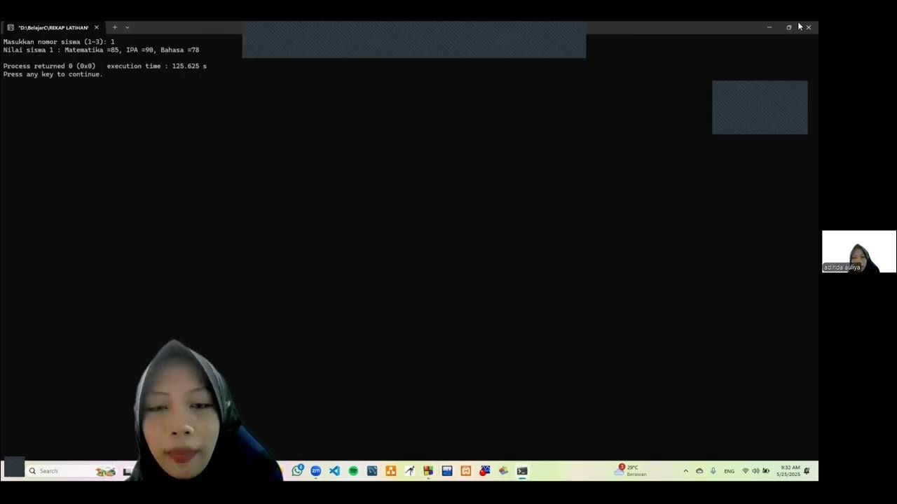 Penjelasan program array 2d dan 3d adinda auliya 24081010001 c081