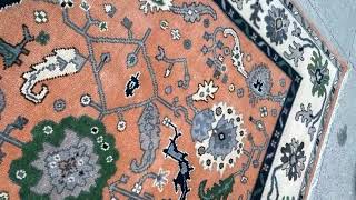 Hand-Knotted Floral Rug | Burnt Orange Botanical Design | Woven Dream Rugs