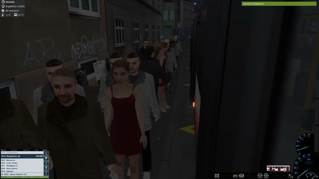 Večerní linka 20 | Přecpaný Iveco Citelis CNG | Simt Simulator