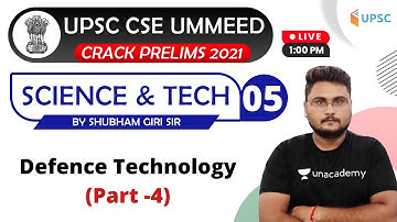 Ummeed UPSC Prelims 2021 | Science & Tech by Shubham Giri Sir | Defence Technology (Part -4)