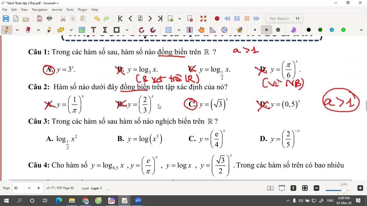 Tính đơn điệu của hàm mũ và logarit