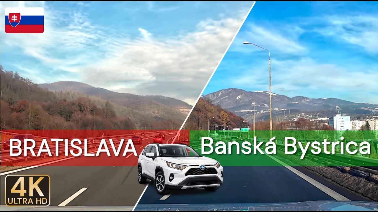 From Bratislava to Banská Bystrica | Roads D2/D4/R7/503/62/R1 | 4K Drive