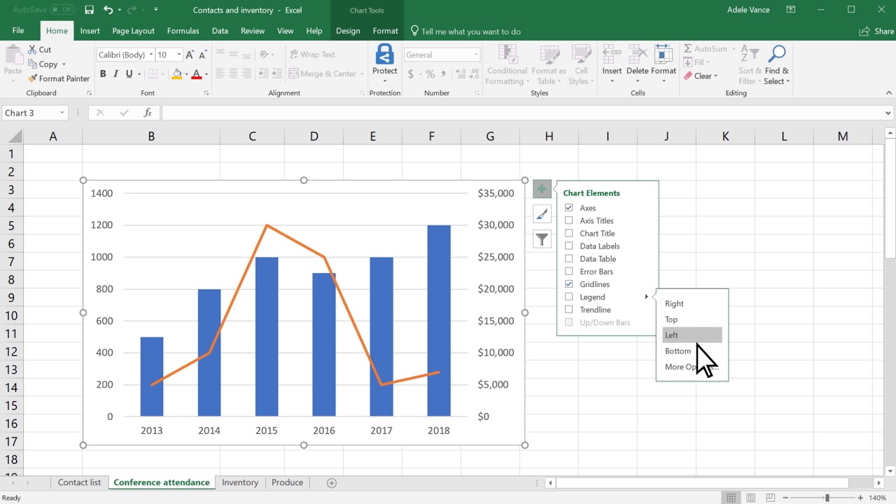 Video Show or hide a chart legend Excel - YouTube