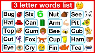 3 Letter Words List 🤔 | Phonics lesson 2 | Reading Words Lesson | Learn with examples