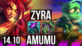 ZYRA & Jhin vs AMUMU & Caitlyn (SUP) | 43k DMG, 3/5/32 | NA Diamond | 14.10