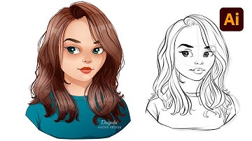 Female Character Design - Digital Vector Drawing Inking and Coloring in Adobe Illustrator