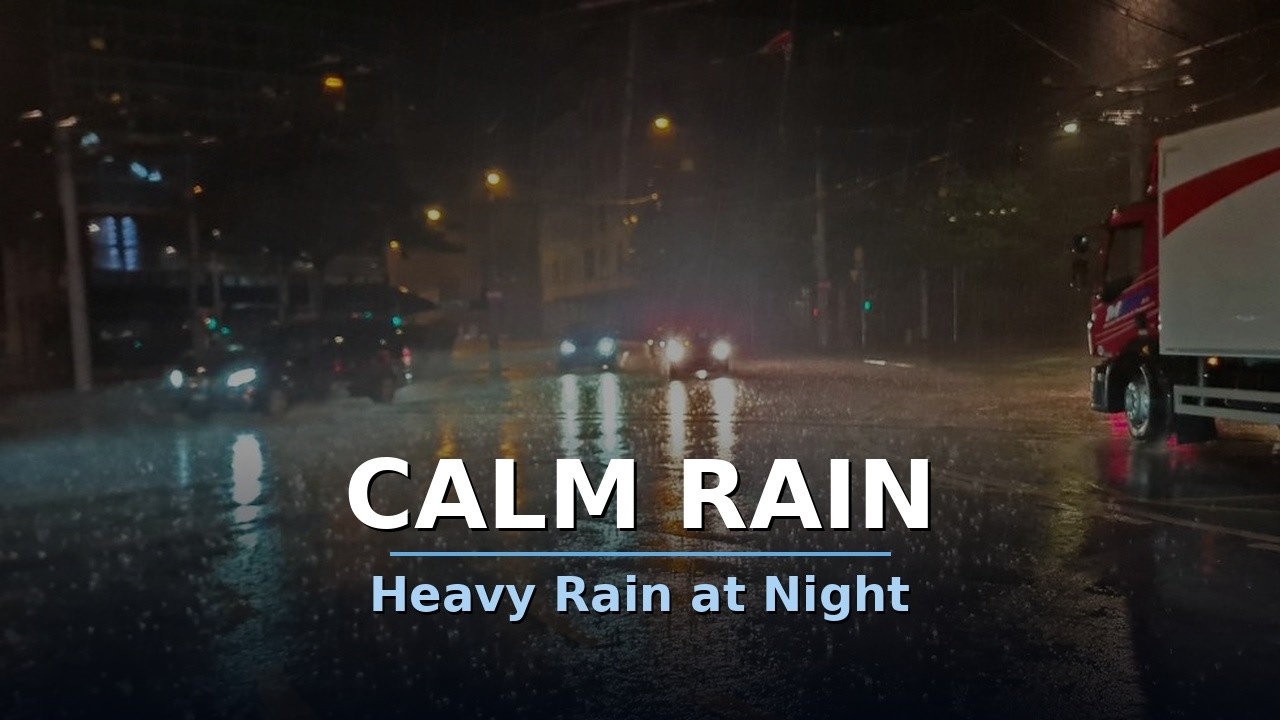 Heavy Rain at Night City Street | Rain Sounds for Deep Sleep & Relaxation | Black Screen