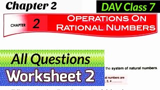 DAV class 7 maths chapter 2 worksheet 2 all questions solved