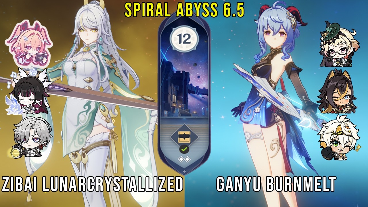 C0 Zibai Lunarcrystallized and C1 Ganyu Burnmelt | Genshin Impact Abyss 6.5 Floor 12 9 Stars