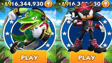 Sonic Dash -  Vector vs Idol shadow - All Characters Unlocked - Gameplay