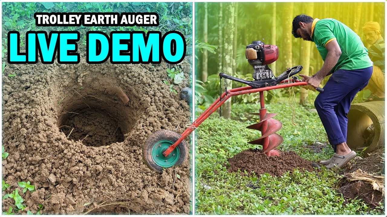 Post Hole Digger Machine Demo | Earth Auger with Trolley | Saya ...