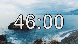 46 minute timer with Calm and Soft Music and sea wave cinematic background