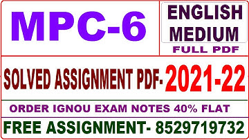 mpc-6 solved assignment 2021-22 / mpc 6 solved assignment in English / ignou mpc 6