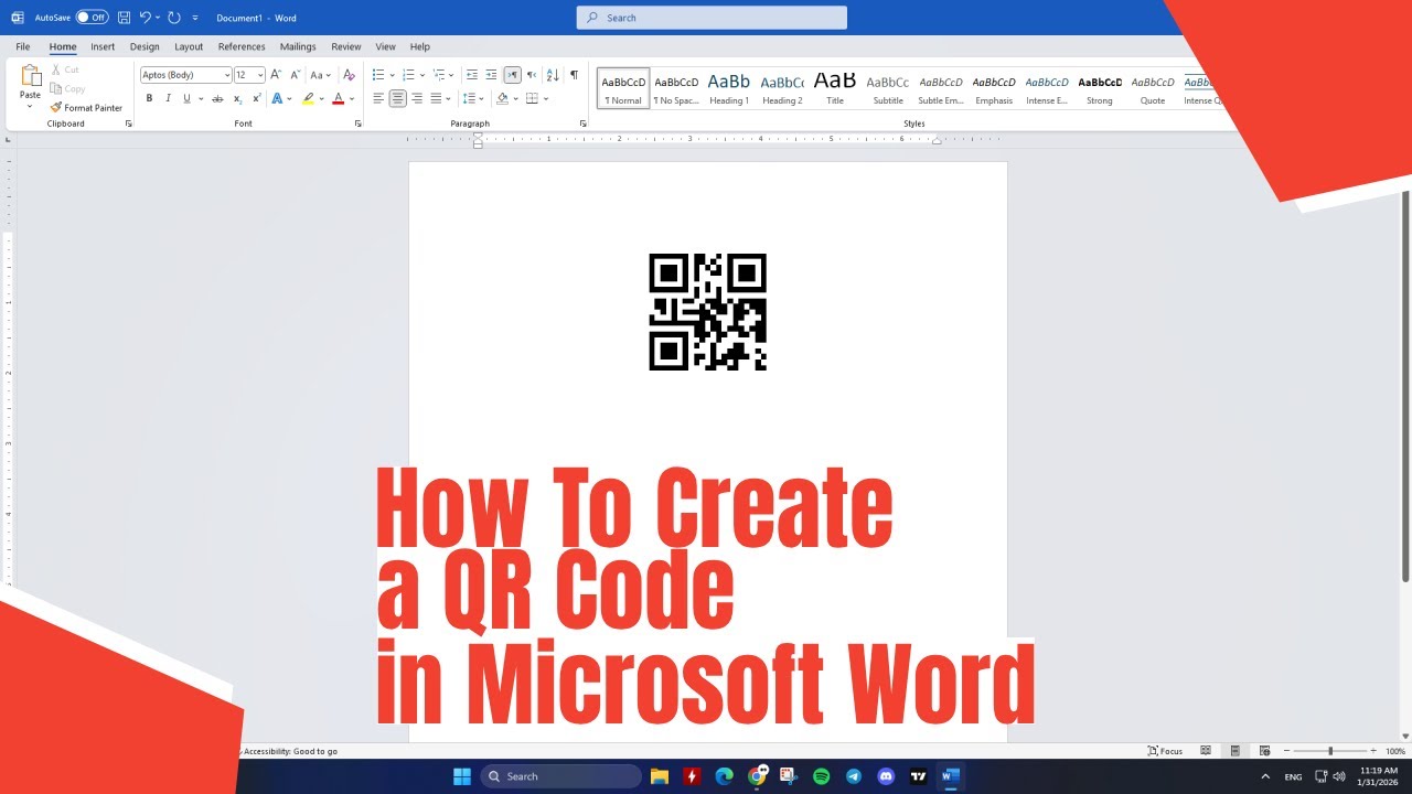 How To Create a QR Code in Microsoft Word - YouTube