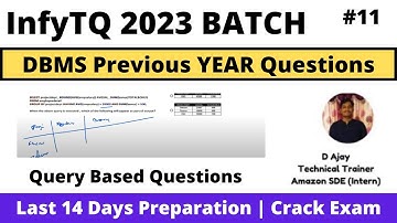 Infytq 2023 BATCH DBMS Previous Year Questions | PART-1 | Day-7 | Crack InfyTQ Exam | DBMS Question
