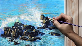 How to Paint a Wave Easy Step by Step | Acrylic Painting Tutorial