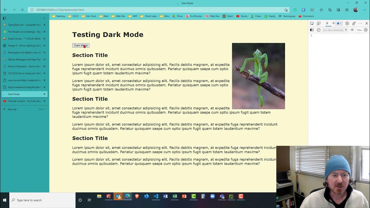 Create a dark mode and light mode option using javascript setattribute