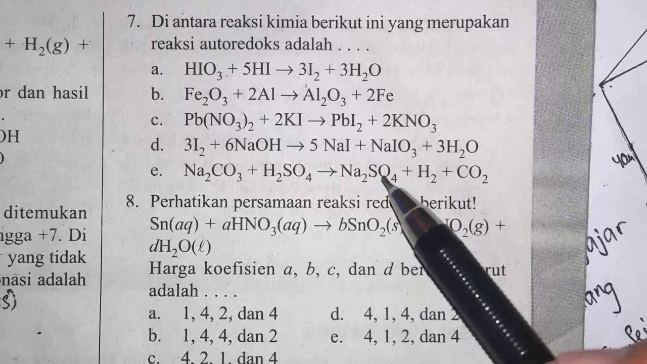 Reaksi berikut yang merupakan reaksi redoks adalah