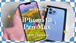 📦 iPhone 13 Pro Max unboxing [Sierra Blue] 🩵✌🏻secondhand, ตั้งค่าเบื้องต้น, ติดฟิล์มเอง | ASMR |