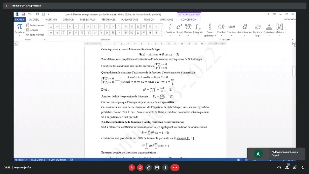 Chimie quantique - cours2 partie1