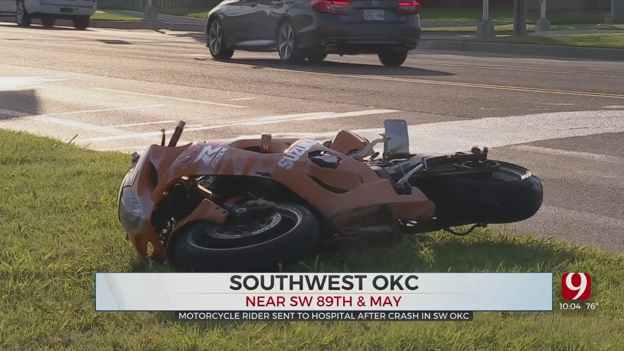 Motorcycle Rider Taken To Hospital After SW Oklahoma City Crash - YouTube