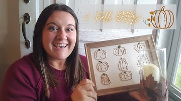 DIY 2 Fall Decor Ideas!! || Maple Leaf Votive || Pumpkin Embroidery || Reverse Canvas