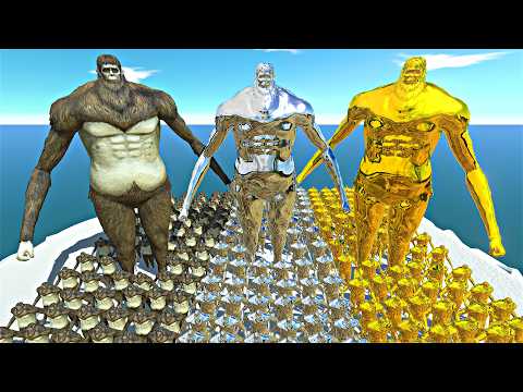 Beast Titan vs Silver Beast Titan vs Gold Beast Titan - Animal Revolt Battle Simulator