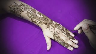 Gulf Style Bridal Henna Mehndi Design Tutorial- Full Hand Khaleeji Floral Mehandi by Mehndi Expert