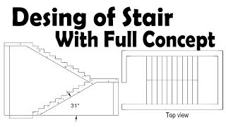 Design of Stair with Full Concept in AutoCAD