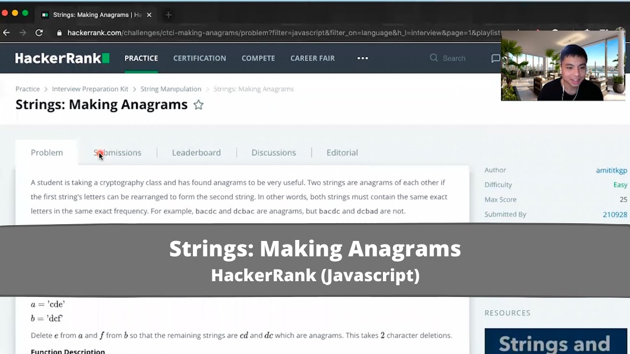 string anagram hackerrank solution problem solving