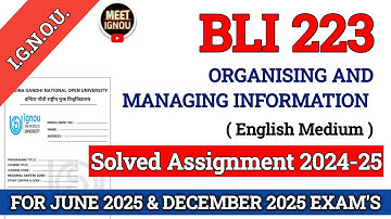 BLI 223 Solved Assignment 2024-25 // Organising and Managing Information // #bli223_assignment #bli