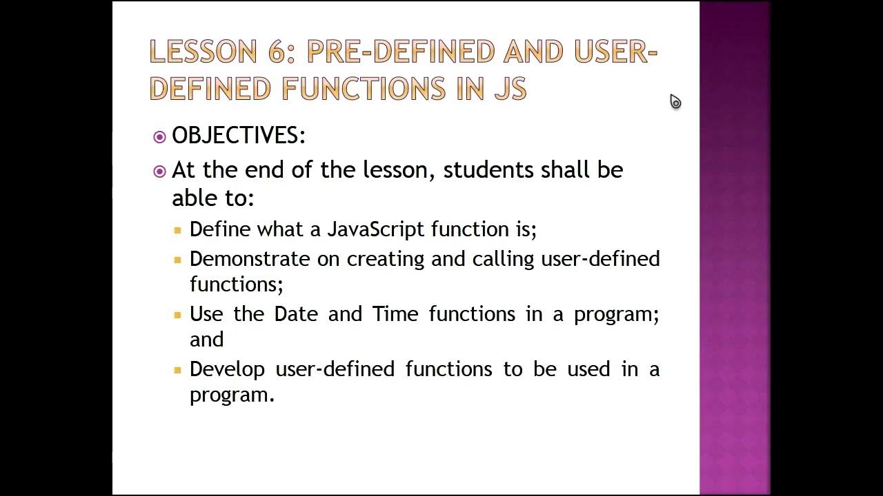 Unit 3 Lesson 6 USING PRE-DEFINED AND CREATING USER- DEFINED FUNCTIONS ...