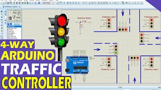 Smart Traffic Light System Using Arduino | Density based 4 way Traffic Signal 🚦 | Proteus Project