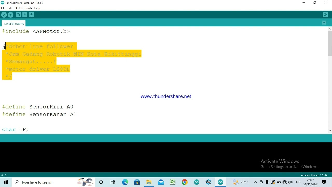 Penjelasan Program Robot Line Follower