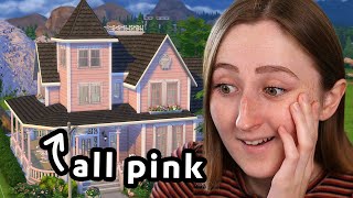 i built an ALL PINK house in the sims