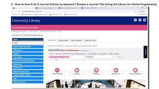 Searching for e journals by key words and browsing titles