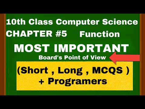 10th Class Computer Science Chapter 5 | Function | class 10 Ch 5 important Questions | Function