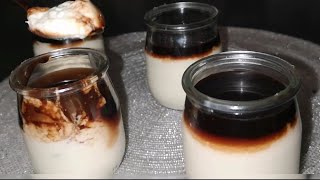 Panna cotta#noix de coco#chocolat sans gélatine ni agar agar البانا كوتا بجوز الهند بدون جيلاتين