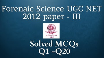 Forensic science Paper - III | Solved MCQs | Q1 - Q20