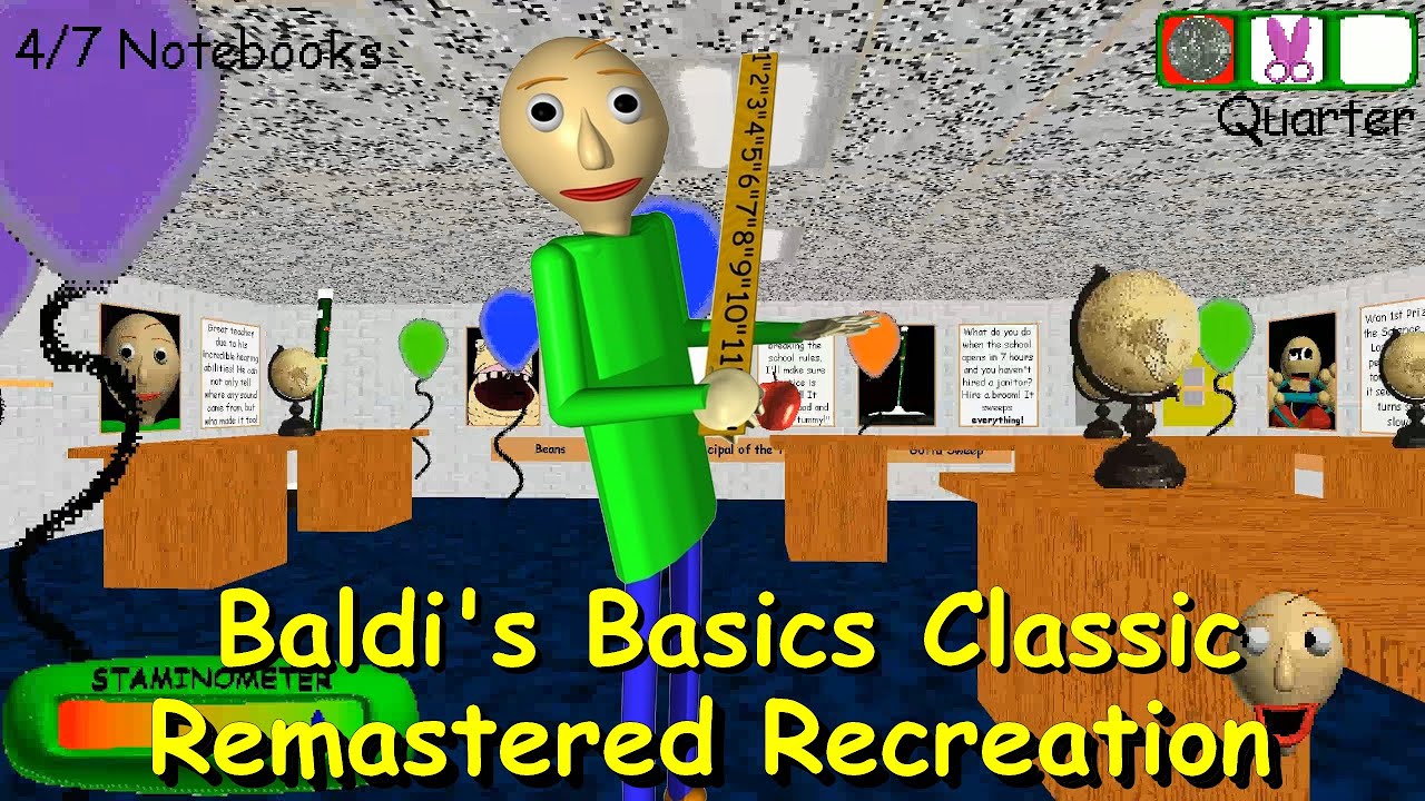 Baldi's Basics Classic Remastered RECREATION [V0.4.3] (Demo Mode + Party  Mode + Secret Ending #2) 