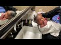 Newborn baby’s first bath at the hospital