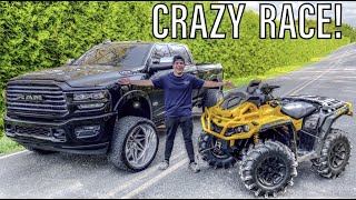 RACING MY CAN-AM VS $100,000 DIESEL TRUCK