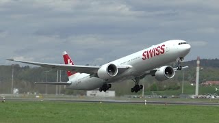 [HD] SWISS Boeing 777-300ER HB-JNB takeoff at Zurich Airport - 16/04/2016
